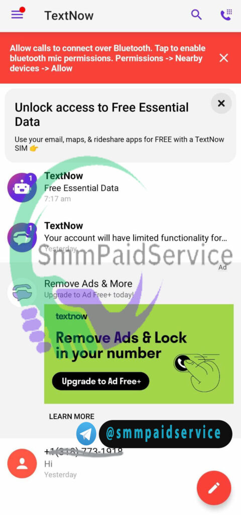 Buy a TextNow account from SMM Paid Service for reliable, affordable, and instant communication solutions. Enjoy privacy, 24/7 customer support, and quick delivery. 